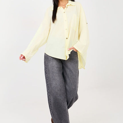 Casual Women Long Sleeve Shirt With Roll Up Sleeves Model 223315 Soft Cotton - Très Elite