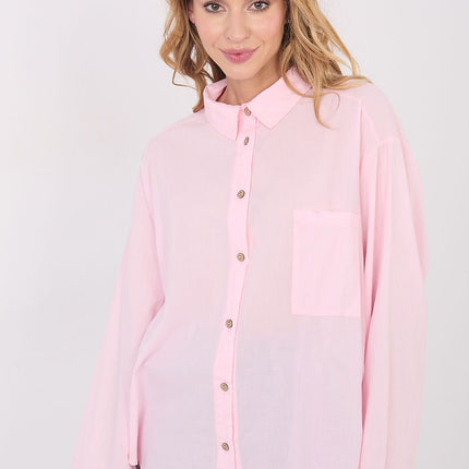 Casual Women Long Sleeve Shirt With Roll Up Sleeves Model 223315 Soft Cotton - Très Elite
