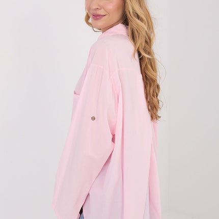 Casual Women Long Sleeve Shirt With Roll Up Sleeves Model 223315 Soft Cotton - Très Elite