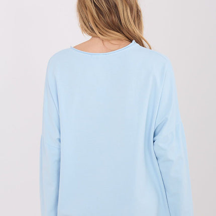 Casual Cotton Blouse With Elastane And Long Sleeve V Neck Applique Model 223320 - Très Elite