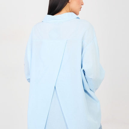 Casual Women Long Sleeve Shirt With Roll Up Sleeves Model 223315 Soft Cotton - Très Elite