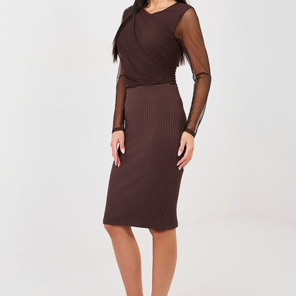Rue Paris Women's Professional A-Line Skirt with Pockets and Stretch F