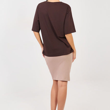 Rue Paris Women's Professional A-Line Skirt with Pockets and Stretch F