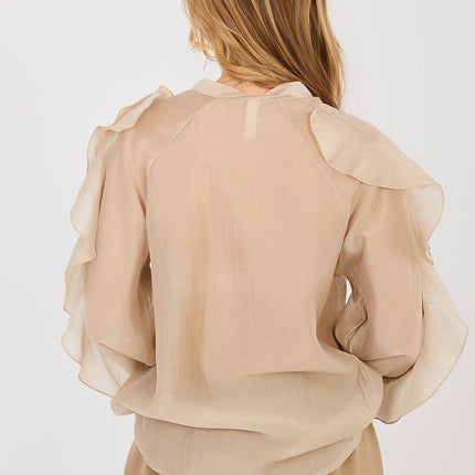 Collarless Women's Long Sleeve Shirt for Formal and Everyday Wear - Très Elite