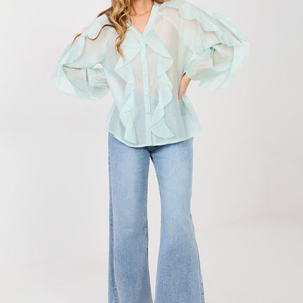 Collarless Women's Long Sleeve Shirt for Formal and Everyday Wear - Très Elite