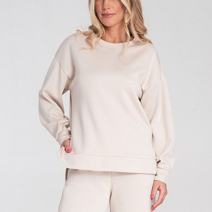 Womens Soft Fabric High Low Sweatshirt With Side Cutouts And Longer Back Hem - Très Elite