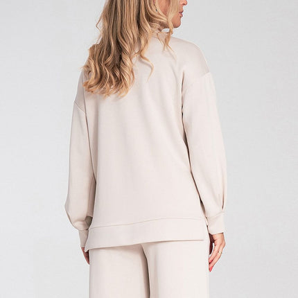 Womens Soft Fabric High Low Sweatshirt With Side Cutouts And Longer Back Hem - Très Elite