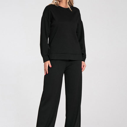 Womens Soft Fabric High Low Sweatshirt With Side Cutouts And Longer Back Hem - Très Elite