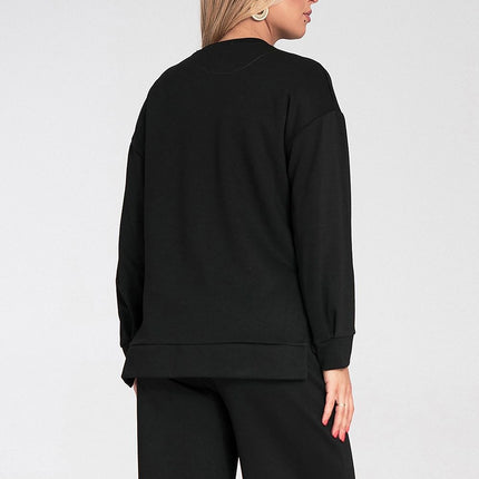 Womens Soft Fabric High Low Sweatshirt With Side Cutouts And Longer Back Hem - Très Elite