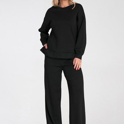 Womens Soft Fabric High Low Sweatshirt With Side Cutouts And Longer Back Hem - Très Elite