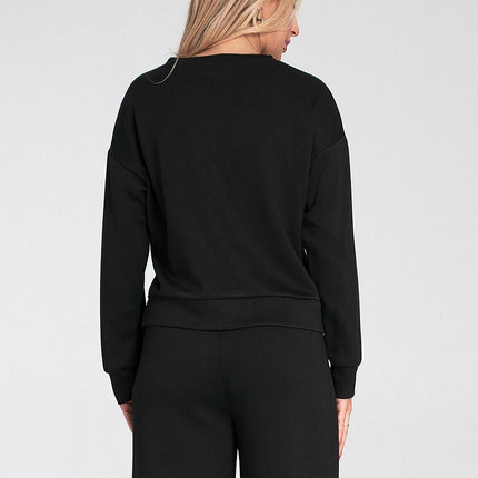 Womens Sweatshirt With Pocket Flap And Soft Fabric Round Neck Elastic Cuffs - Très Elite