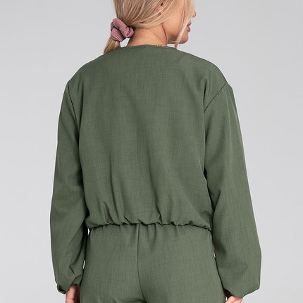 Women Zip Front Short Jacket With Elastic Hem Casual Everyday Style - Très Elite