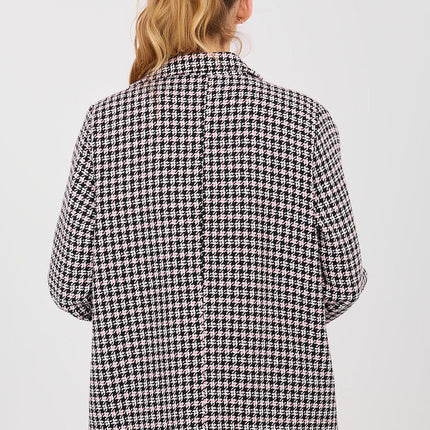 Tweed Cotton Jacket With Pearl Accent All Season Double Breasted Classic Cut - Très Elite