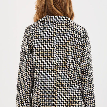 Tweed Cotton Jacket With Pearl Accent All Season Double Breasted Classic Cut - Très Elite