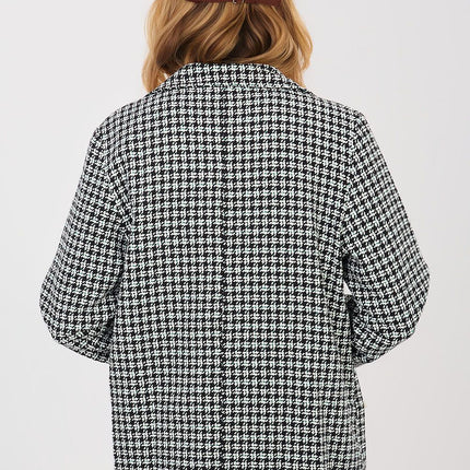 Tweed Cotton Jacket With Pearl Accent All Season Double Breasted Classic Cut - Très Elite