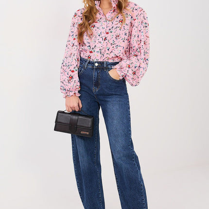 Elegant Cotton Elastane Womens Long Sleeve Shirt With Puff Ruffle Sleeves - Très Elite