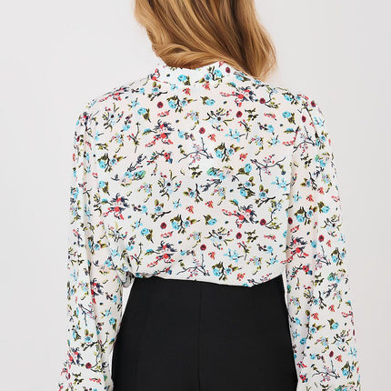 Elegant Cotton Elastane Womens Long Sleeve Shirt With Puff Ruffle Sleeves - Très Elite