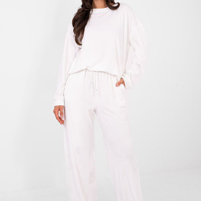 Womens Velour Hoodie And Trousers Set High Waist Cotton Polyester - Très Elite