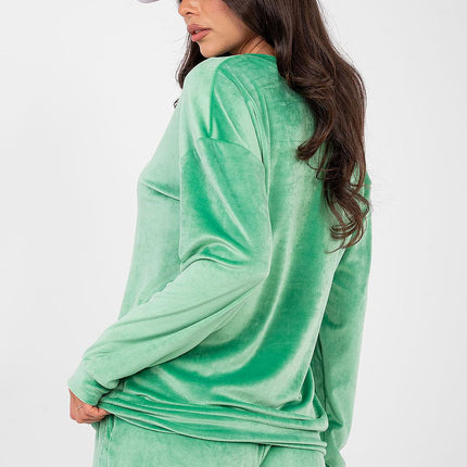 Womens Velour Hoodie And Trousers Set High Waist Cotton Polyester - Très Elite