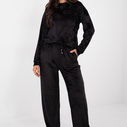 Womens Velour Hoodie And Trousers Set High Waist Cotton Polyester - Très Elite
