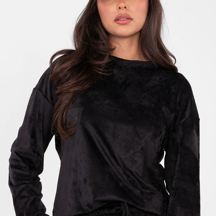 Womens Velour Hoodie And Trousers Set High Waist Cotton Polyester - Très Elite