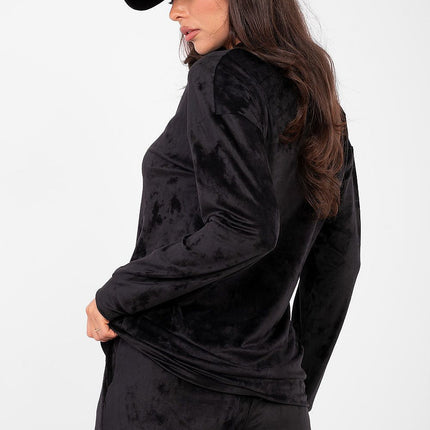 Womens Velour Hoodie And Trousers Set High Waist Cotton Polyester - Très Elite