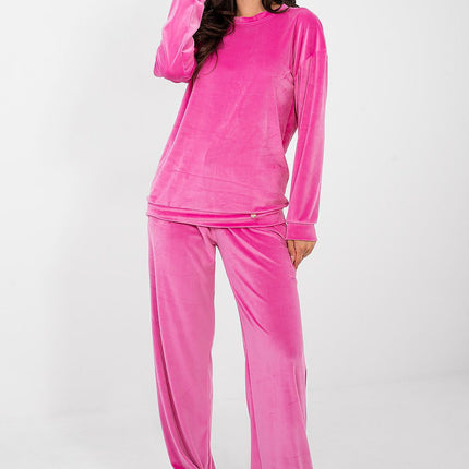 Womens Velour Hoodie And Trousers Set High Waist Cotton Polyester - Très Elite