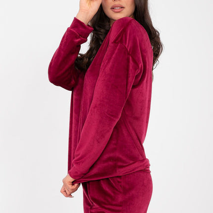 Womens Velour Hoodie And Trousers Set High Waist Cotton Polyester - Très Elite