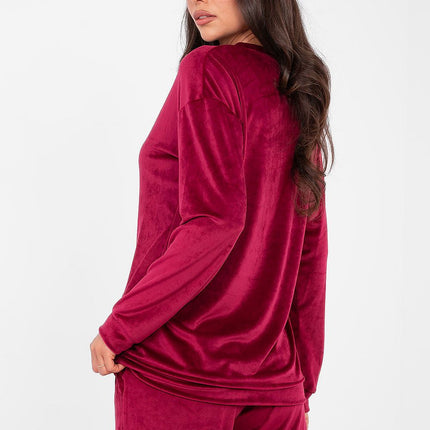 Womens Velour Hoodie And Trousers Set High Waist Cotton Polyester - Très Elite