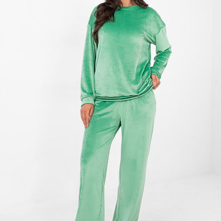 Womens Velour Hoodie And Trousers Set High Waist Cotton Polyester - Très Elite