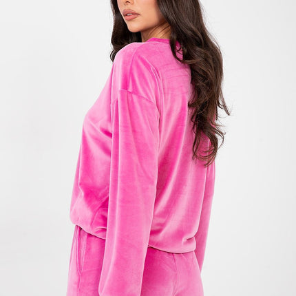 Womens Velour Hoodie And Trousers Set High Waist Cotton Polyester - Très Elite