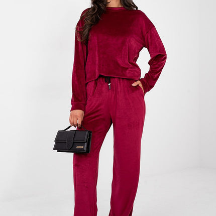 Womens Velour Hoodie And Trousers Set High Waist Cotton Polyester - Très Elite