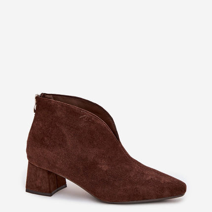 Womens Eco Suede Ankle Boots With Block Heel Pointed Toe - Très Elite