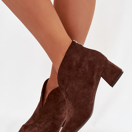 Womens Eco Suede Ankle Boots With Block Heel Pointed Toe - Très Elite