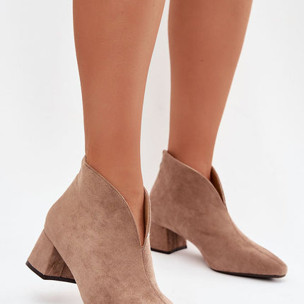 Womens Eco Suede Ankle Boots With Block Heel Pointed Toe - Très Elite