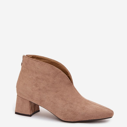 Womens Eco Suede Ankle Boots With Block Heel Pointed Toe - Très Elite