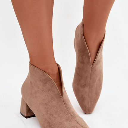 Womens Eco Suede Ankle Boots With Block Heel Pointed Toe - Très Elite