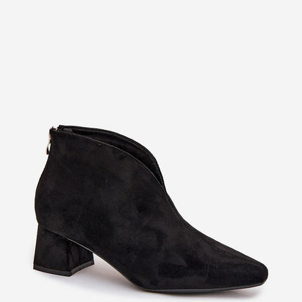 Womens Eco Suede Ankle Boots With Block Heel Pointed Toe - Très Elite