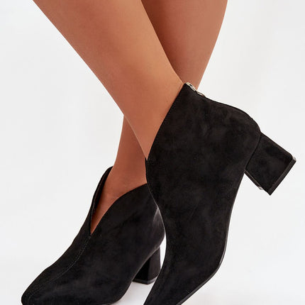 Womens Eco Suede Ankle Boots With Block Heel Pointed Toe - Très Elite