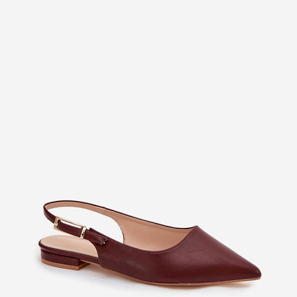 Eco Leather Women's Ballet Flats With Pointed Toe And Gold Buckle Strap - Très Elite