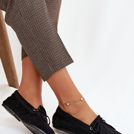 Womens Moccasins Eco Suede With Fringes And Bow Tie Eco Leather Insole - Très Elite