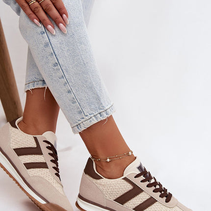 Women's Eco Leather And Textile Sport Shoes With Removable Insole - Très Elite