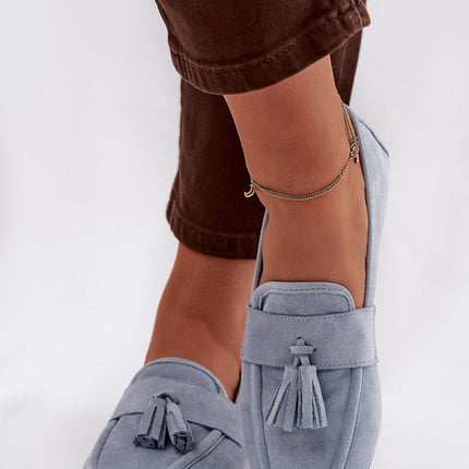 Women's Eco Suede Moccasins With Fringe Strap and Flat Insole - Très Elite
