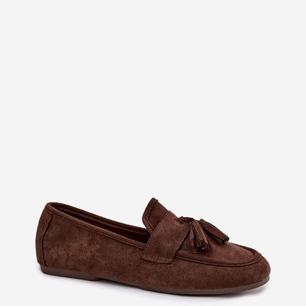 Women's Eco Suede Moccasins With Fringe Strap and Flat Insole - Très Elite