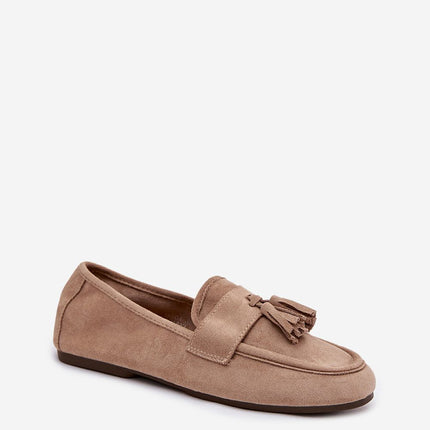 Women's Eco Suede Moccasins With Fringe Strap and Flat Insole - Très Elite