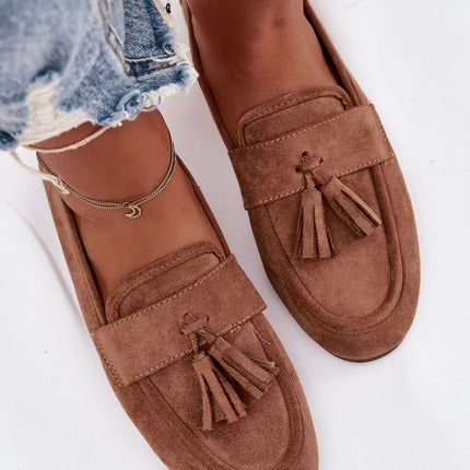 Women's Eco Suede Moccasins With Fringe Strap and Flat Insole - Très Elite