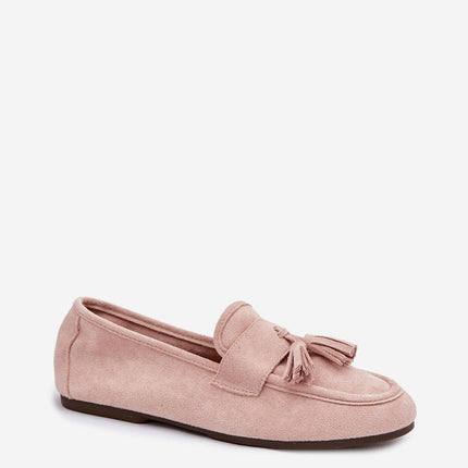 Women's Eco Suede Moccasins With Fringe Strap and Flat Insole - Très Elite