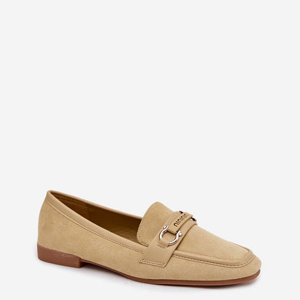 Womens Loafers With Flat Heel Rounded Toe And Decorative Front Detail - Très Elite