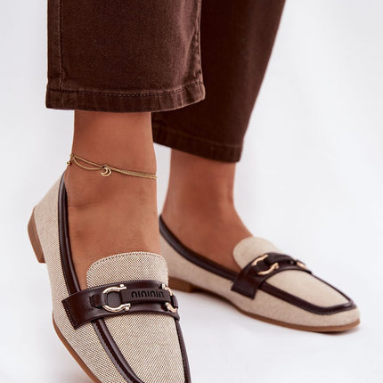 Womens Loafers With Flat Heel Rounded Toe And Decorative Front Detail - Très Elite
