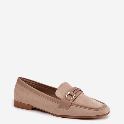 Womens Loafers With Flat Heel Rounded Toe And Decorative Front Detail - Très Elite